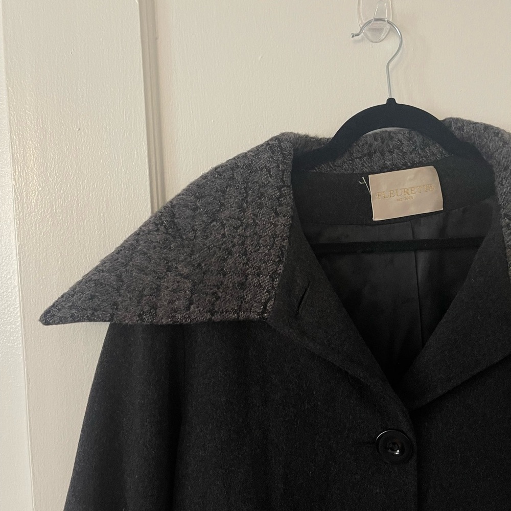 FLEURETTE Loro Piana Dark Gray Alpaca and Wool Pea Coat Made in the USA - Picture 3 of 16